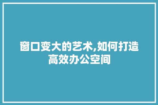 窗口变大的艺术,如何打造高效办公空间 友链在线