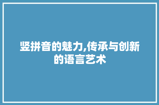 竖拼音的魅力,传承与创新的语言艺术 建站教程