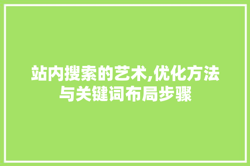 站内搜索的艺术,优化方法与关键词布局步骤