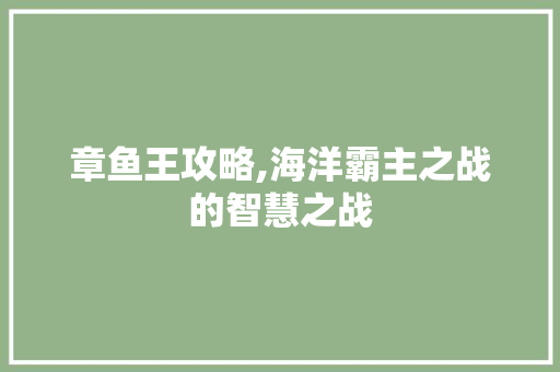 章鱼王攻略,海洋霸主之战的智慧之战