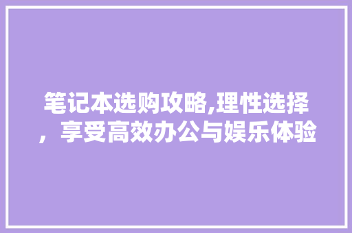 笔记本选购攻略,理性选择，享受高效办公与娱乐体验
