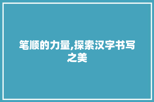 笔顺的力量,探索汉字书写之美