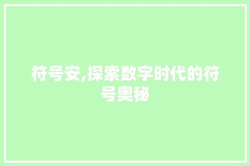 符号安,探索数字时代的符号奥秘