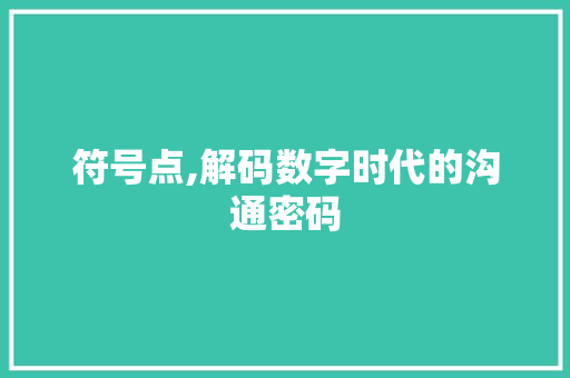 符号点,解码数字时代的沟通密码