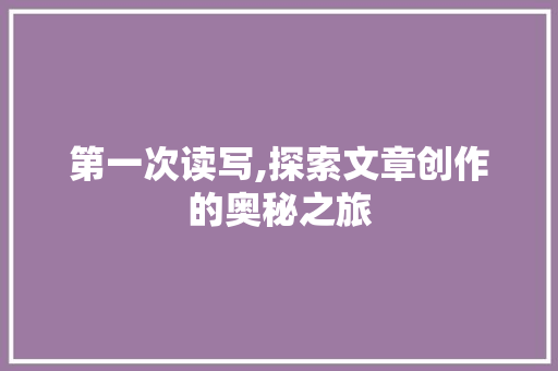 第一次读写,探索文章创作的奥秘之旅