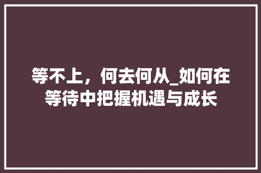 等不上，何去何从_如何在等待中把握机遇与成长