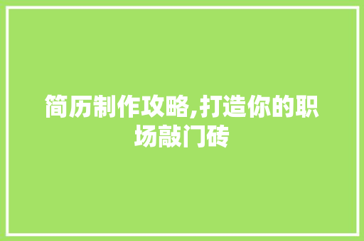 简历制作攻略,打造你的职场敲门砖
