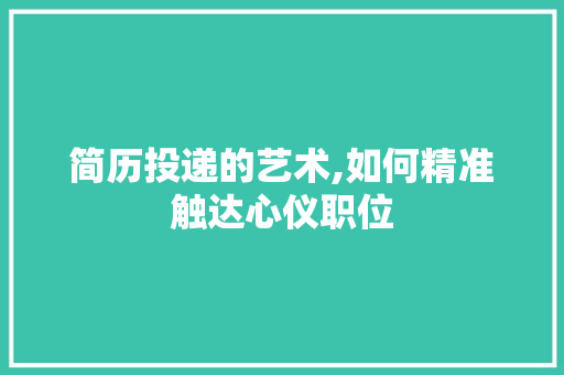 简历投递的艺术,如何精准触达心仪职位