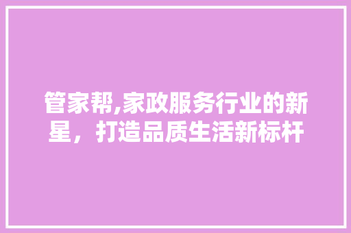 管家帮,家政服务行业的新星，打造品质生活新标杆