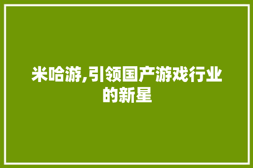 米哈游,引领国产游戏行业的新星