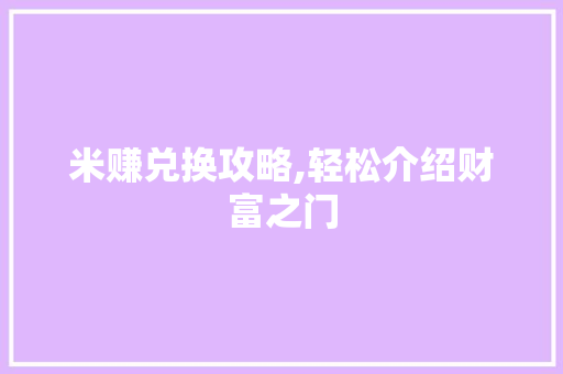 米赚兑换攻略,轻松介绍财富之门 建站教程