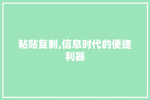 粘贴复制,信息时代的便捷利器