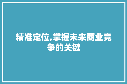精准定位,掌握未来商业竞争的关键