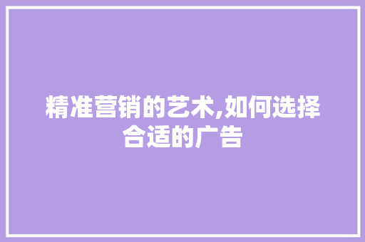 精准营销的艺术,如何选择合适的广告