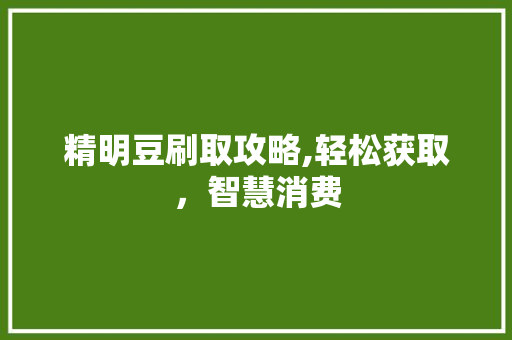 精明豆刷取攻略,轻松获取，智慧消费