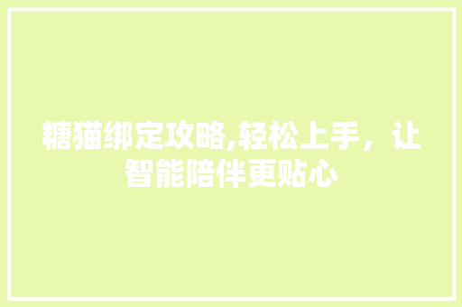 糖猫绑定攻略,轻松上手，让智能陪伴更贴心