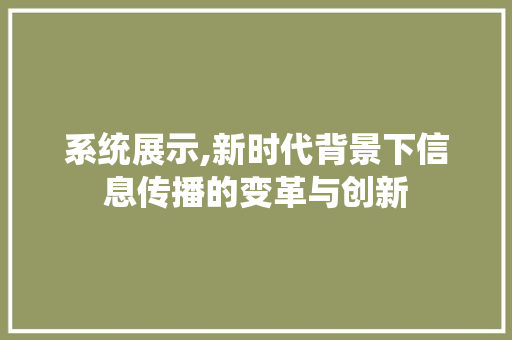 系统展示,新时代背景下信息传播的变革与创新