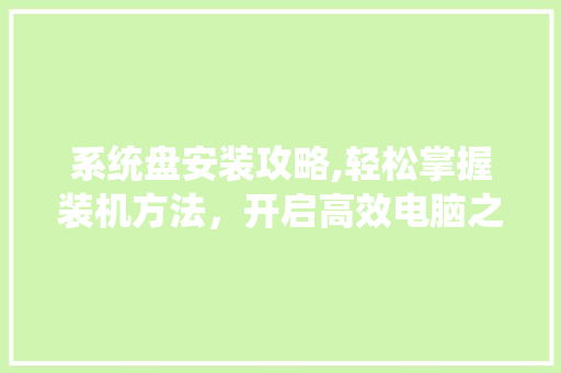 系统盘安装攻略,轻松掌握装机方法，开启高效电脑之旅