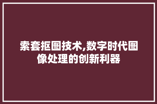 索套抠图技术,数字时代图像处理的创新利器