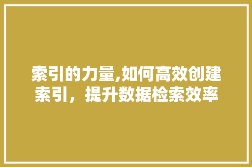 索引的力量,如何高效创建索引，提升数据检索效率