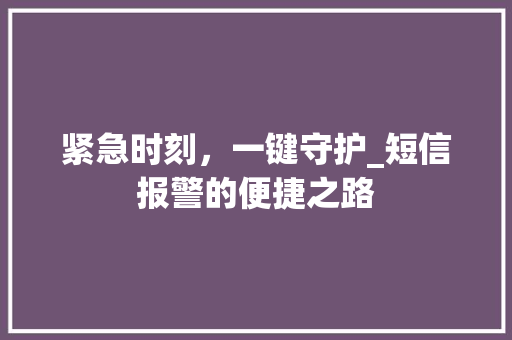 紧急时刻，一键守护_短信报警的便捷之路