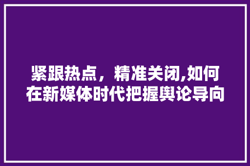 紧跟热点，精准关闭,如何在新媒体时代把握舆论导向