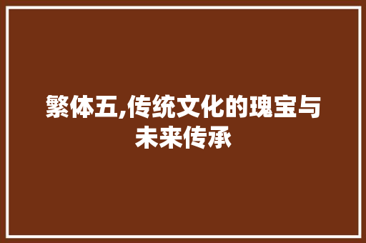 繁体五,传统文化的瑰宝与未来传承