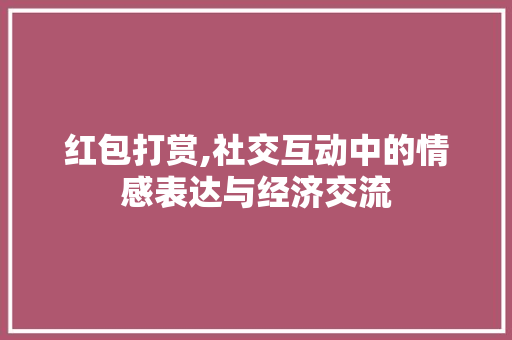 红包打赏,社交互动中的情感表达与经济交流