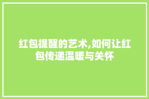 红包提醒的艺术,如何让红包传递温暖与关怀