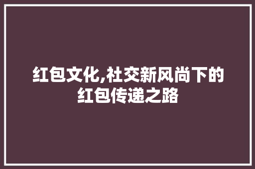 红包文化,社交新风尚下的红包传递之路