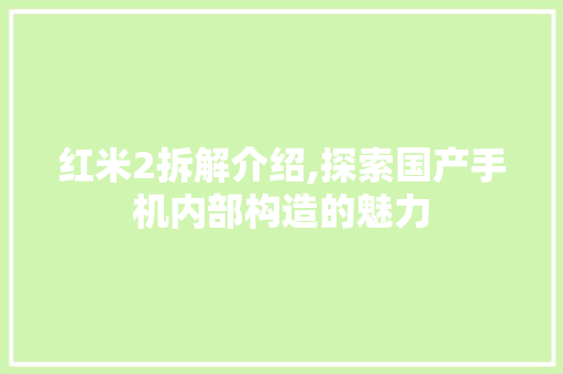 红米2拆解介绍,探索国产手机内部构造的魅力