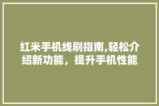 红米手机线刷指南,轻松介绍新功能，提升手机性能