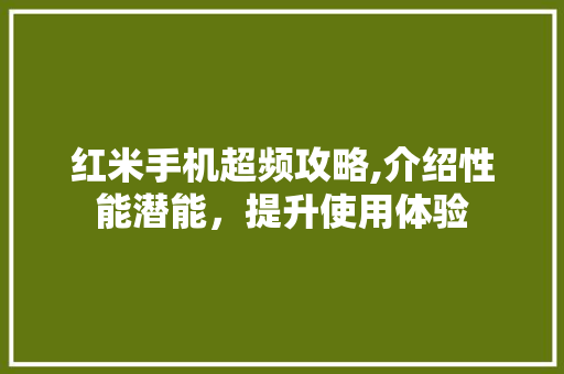 红米手机超频攻略,介绍性能潜能，提升使用体验