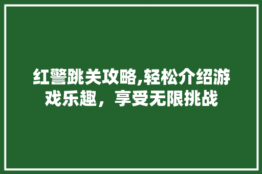 红警跳关攻略,轻松介绍游戏乐趣，享受无限挑战