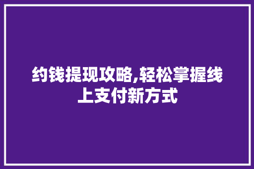 约钱提现攻略,轻松掌握线上支付新方式 Web前端