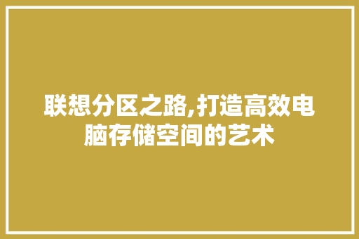 联想分区之路,打造高效电脑存储空间的艺术