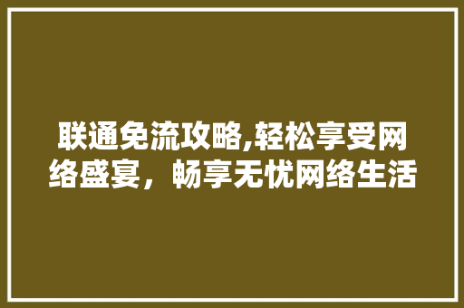 联通免流攻略,轻松享受网络盛宴，畅享无忧网络生活