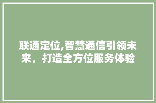 联通定位,智慧通信引领未来，打造全方位服务体验