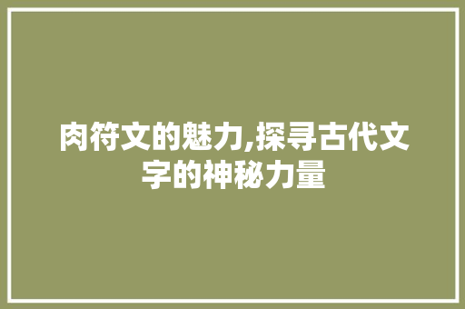 肉符文的魅力,探寻古代文字的神秘力量