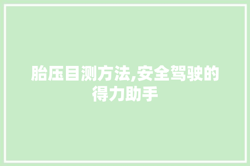 胎压目测方法,安全驾驶的得力助手