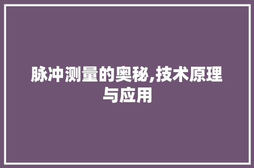 脉冲测量的奥秘,技术原理与应用
