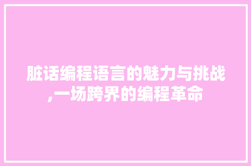 脏话编程语言的魅力与挑战,一场跨界的编程革命