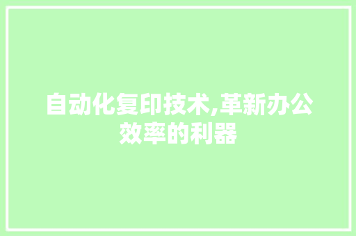 自动化复印技术,革新办公效率的利器