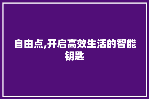 自由点,开启高效生活的智能钥匙