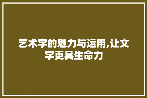 艺术字的魅力与运用,让文字更具生命力