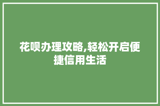 花呗办理攻略,轻松开启便捷信用生活