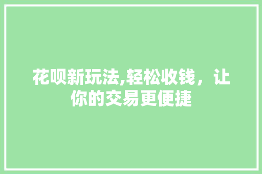 花呗新玩法,轻松收钱，让你的交易更便捷