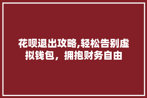 花呗退出攻略,轻松告别虚拟钱包，拥抱财务自由