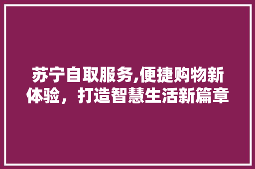 苏宁自取服务,便捷购物新体验，打造智慧生活新篇章