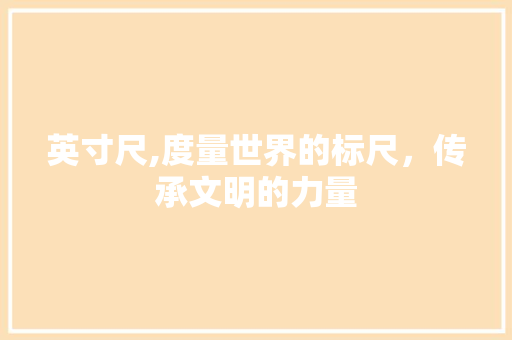 英寸尺,度量世界的标尺，传承文明的力量
